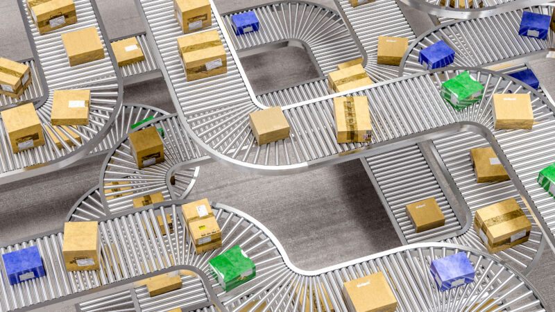 conveyor rollers that move different types of packs.
